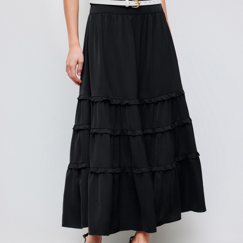 adjustable waist belt long skirt