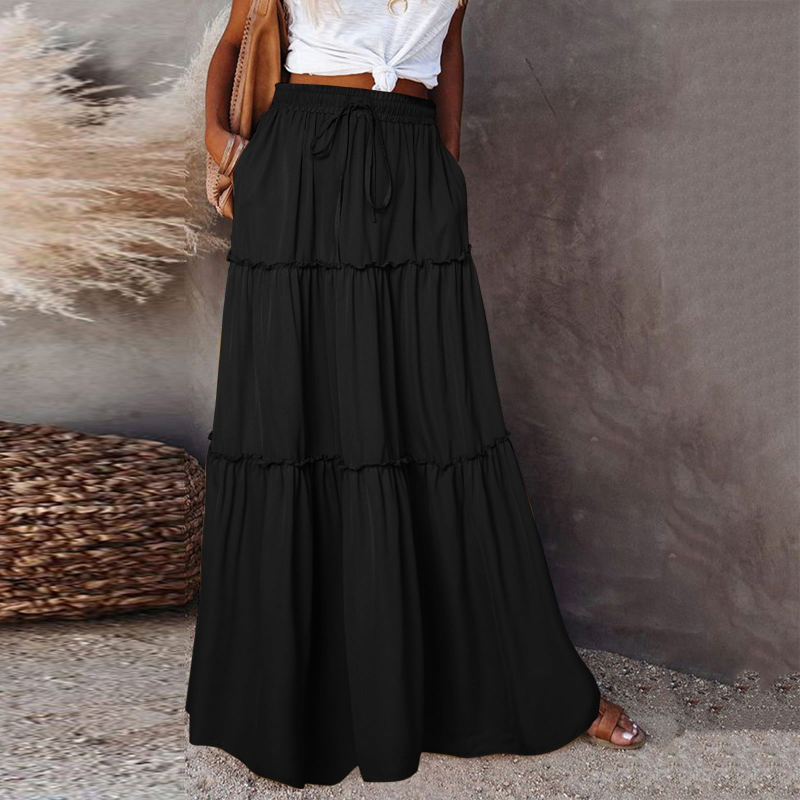 adjustable waist belt long skirt